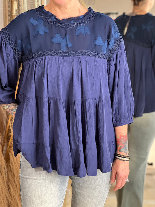 Navy Flow Blouse