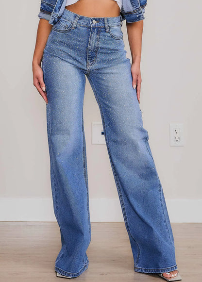 Iridescent Rhinestone Jeans