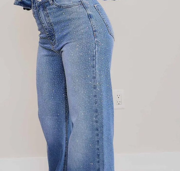 Iridescent Rhinestone Jeans