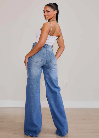 Iridescent Rhinestone Jeans