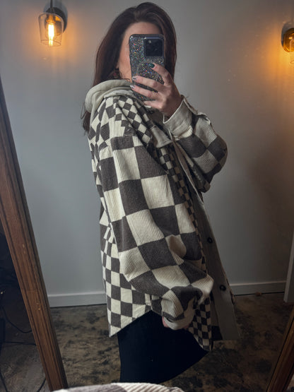 Brown Check Oversized Jacket