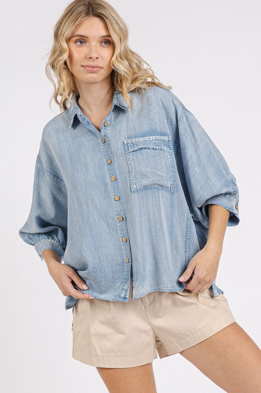 Washed Chambray Top
