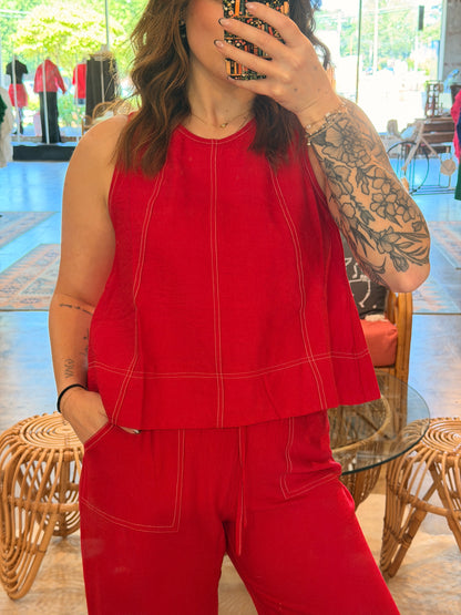 Red Stitch Top