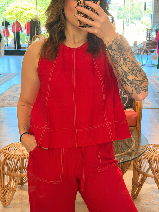 Red Stitch Top