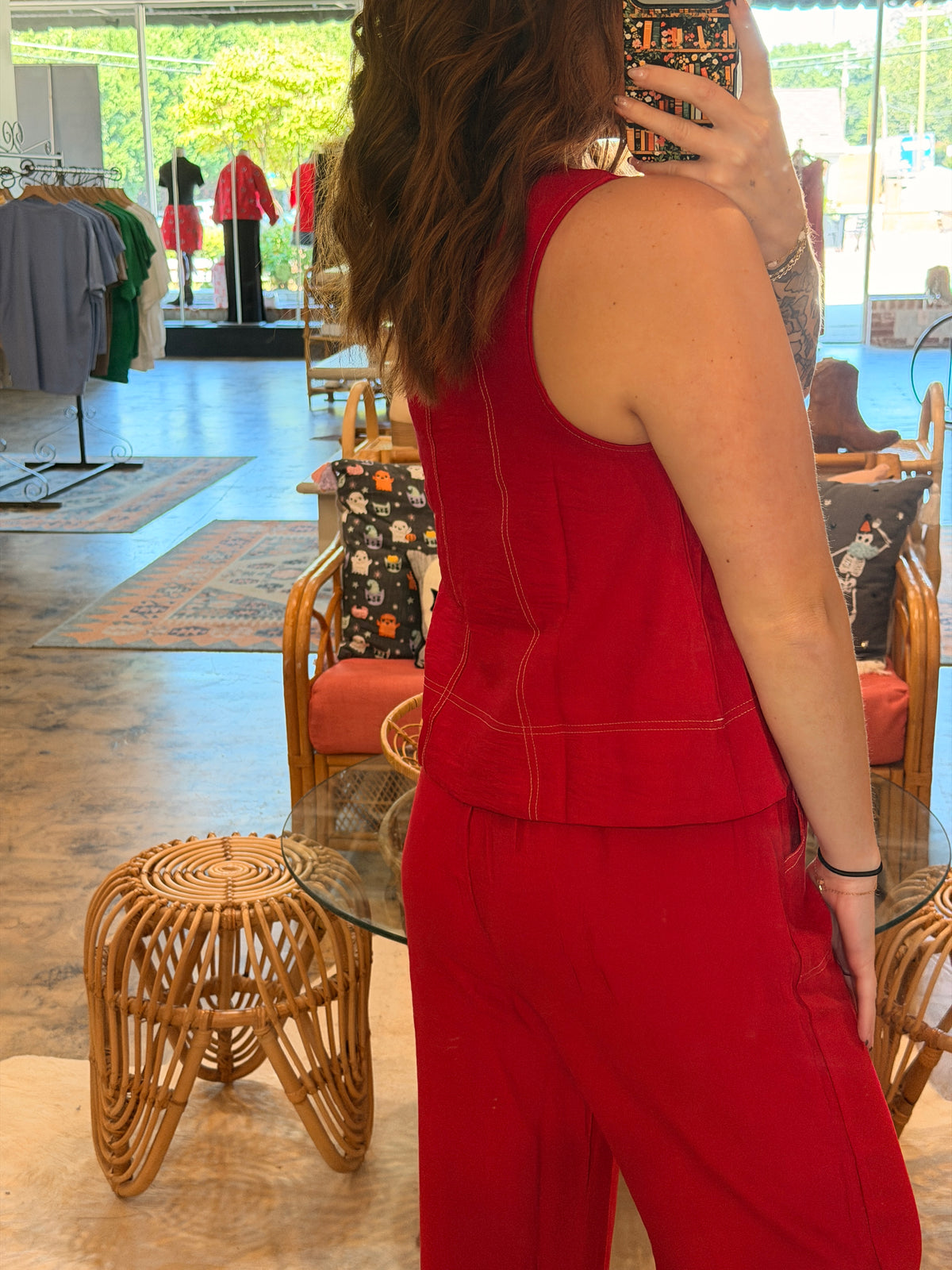 Red Stitch Top
