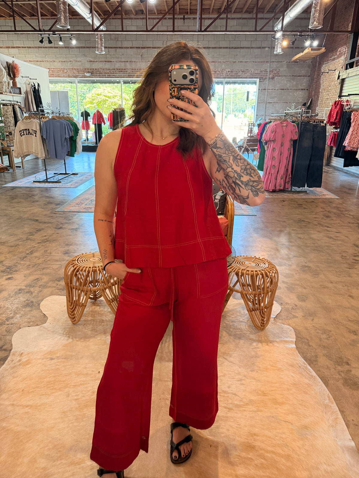 Red Stitch Top