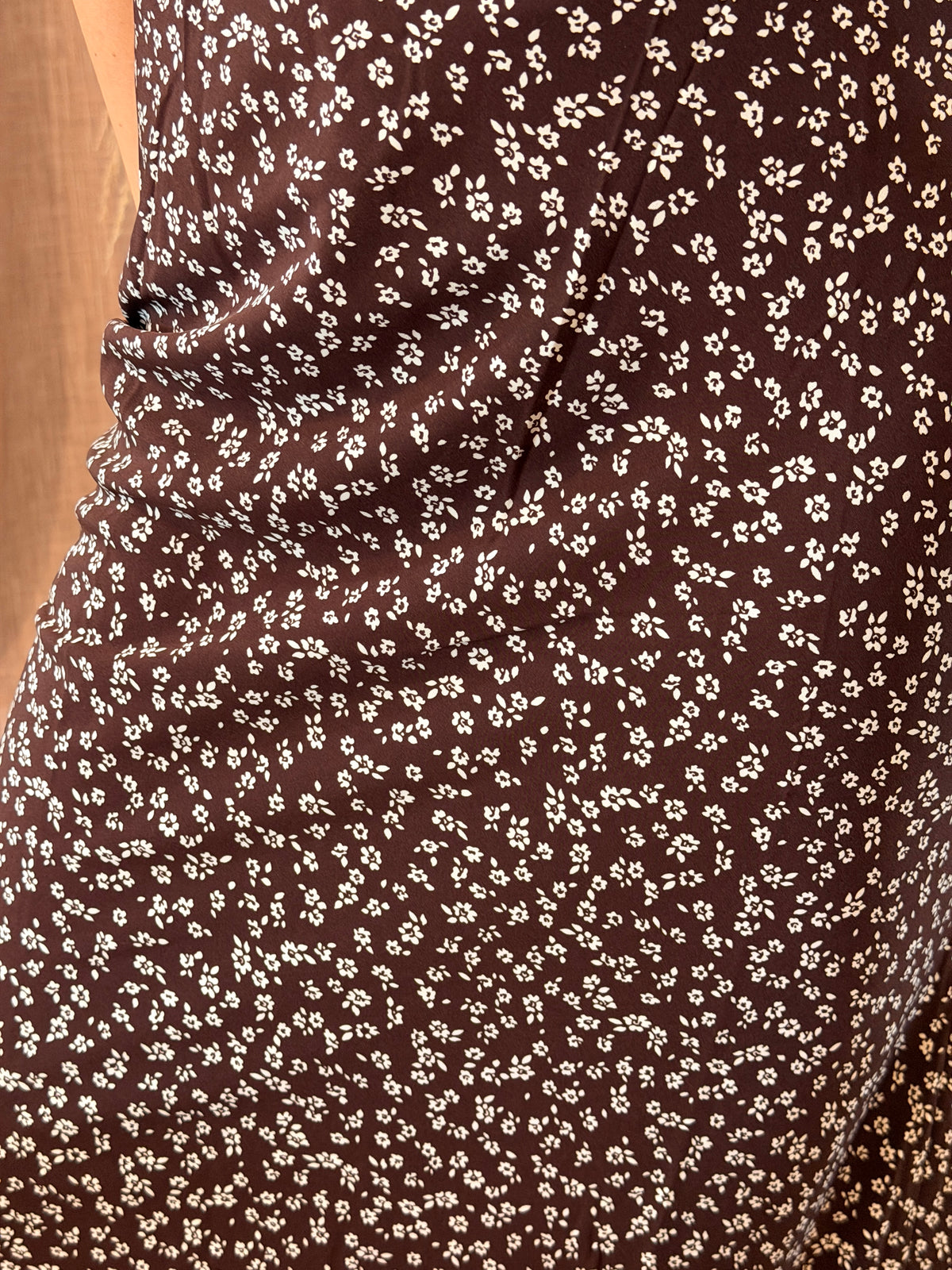 Brown Floral Satin Skirt