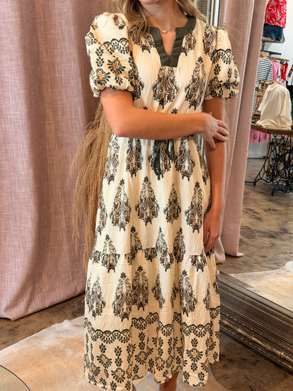 Paisley Cream Maxi Dress