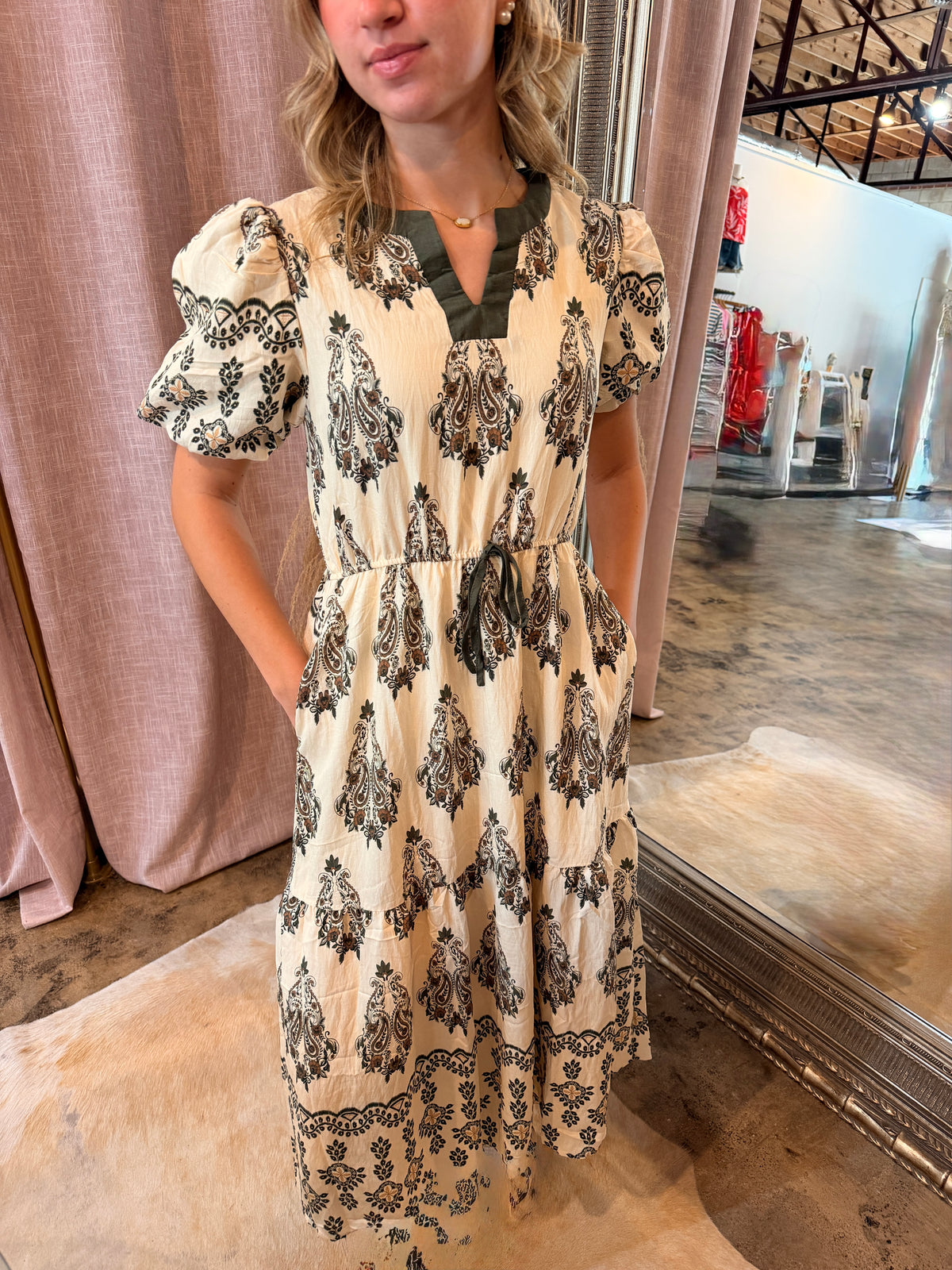 Paisley Cream Maxi Dress