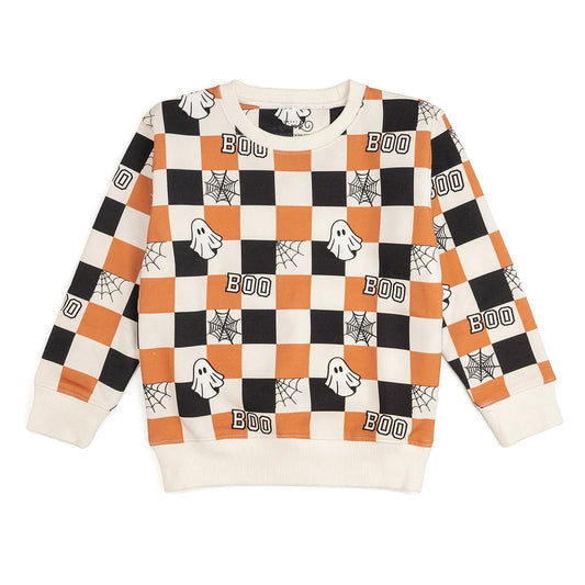 Boys Checkered Boo Pullover