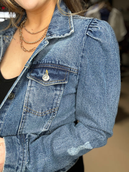 Puff Sleeve Denim Jacket