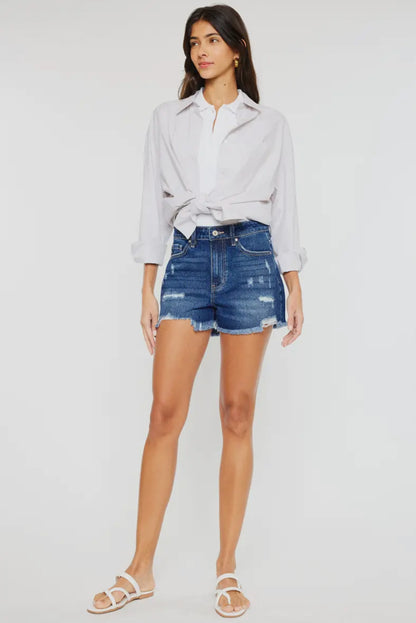 Dark Fray Hem Shorts