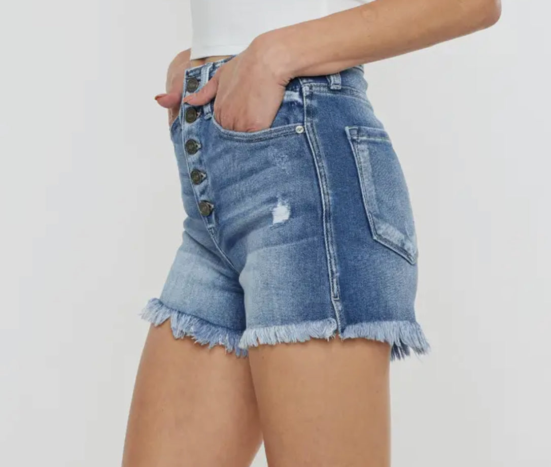 High Rise Button Fly Shorts