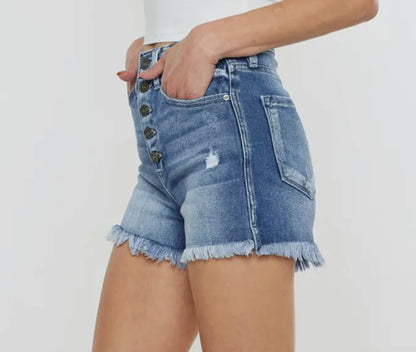 High Rise Button Fly Shorts