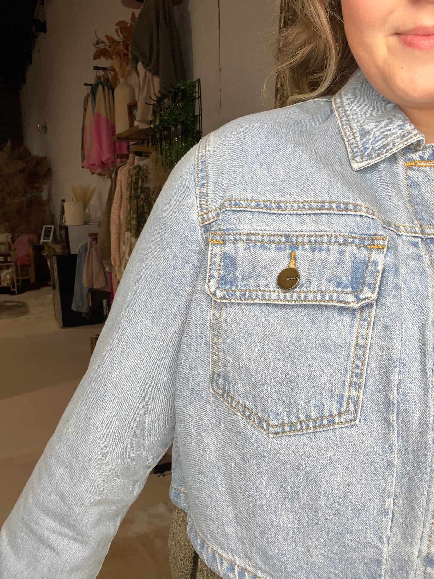 Drawstring Crop Denim Jacket