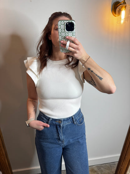 White Ruffle Bodysuit