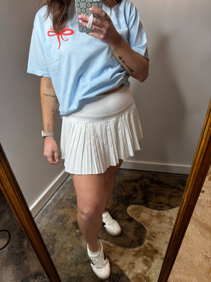 White Pleated Skort