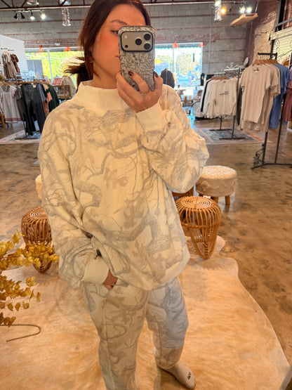 Camo Mock Neck Pullover