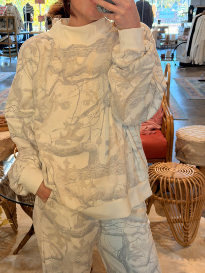 Camo Mock Neck Pullover