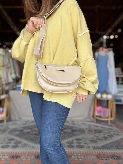 Cream Leather Crossbody