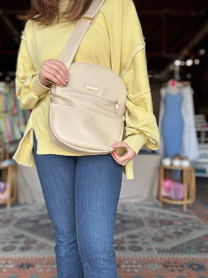 Cream Leather Crossbody