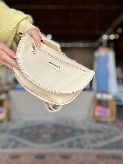 Cream Leather Crossbody