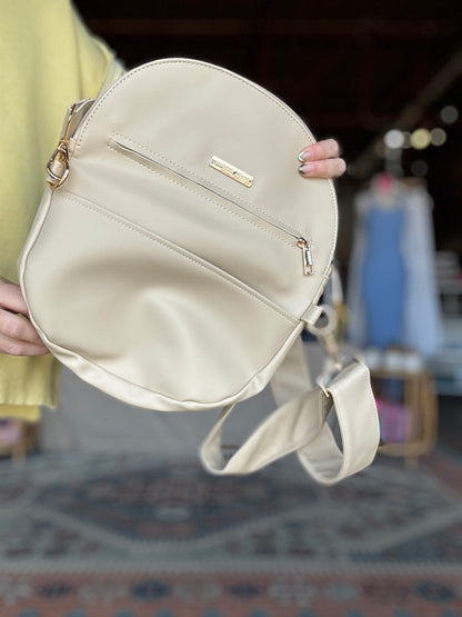 Cream Leather Crossbody