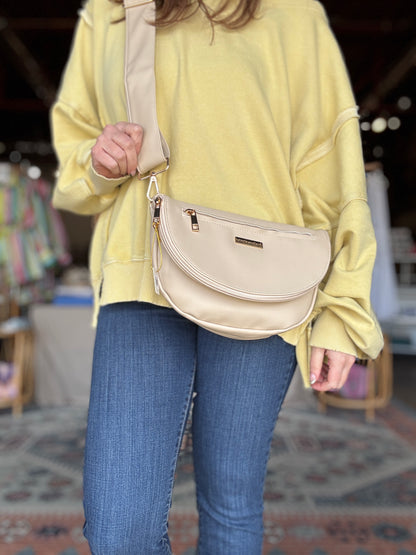 Cream Leather Crossbody