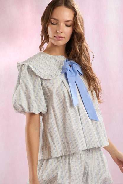 Poplin Bow Collar Top