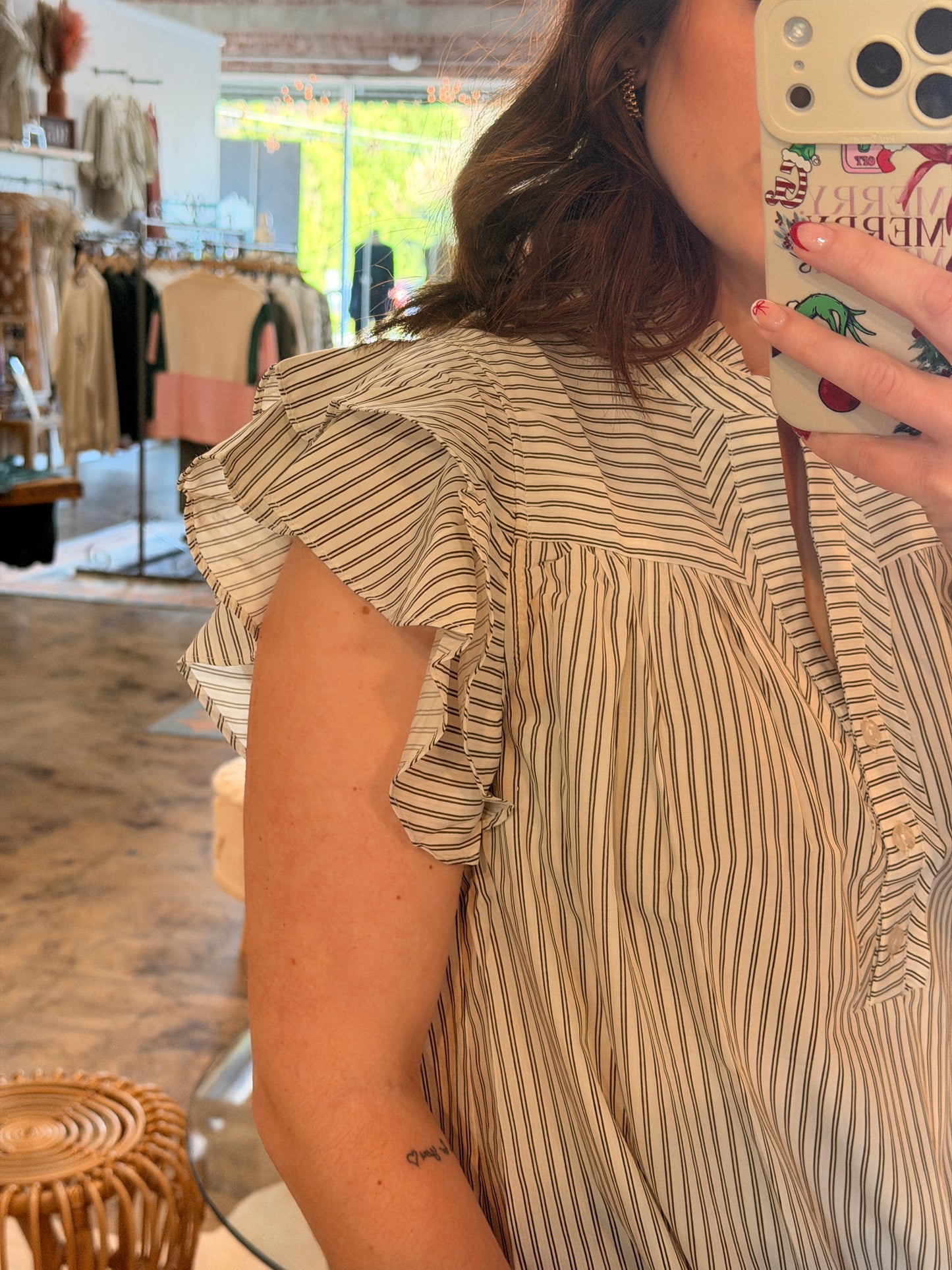 Stripe Ruffle Sleeve Top