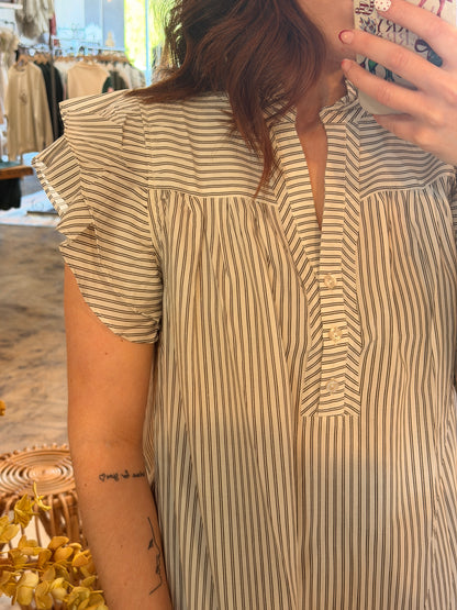 Stripe Ruffle Sleeve Top