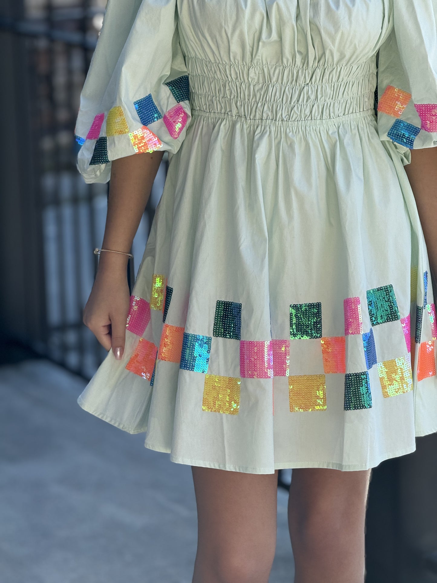 Sequin Checkered Mini Dress