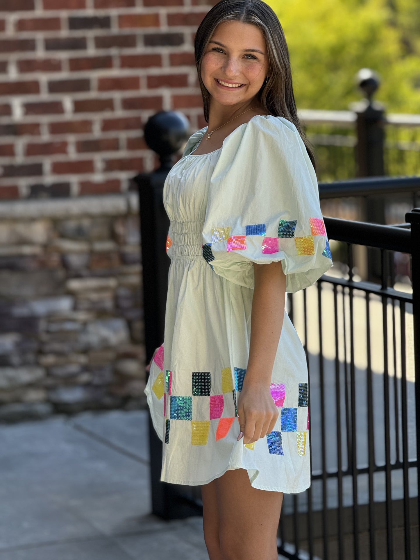 Sequin Checkered Mini Dress