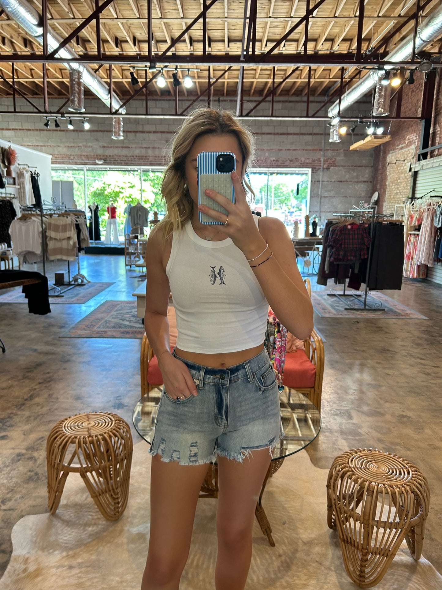 Ocean Drive Distressed Shorts