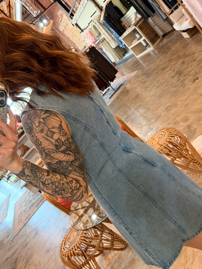 Round Neck Denim Mini Dress