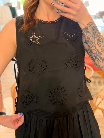 Shell Lace Tie Tank