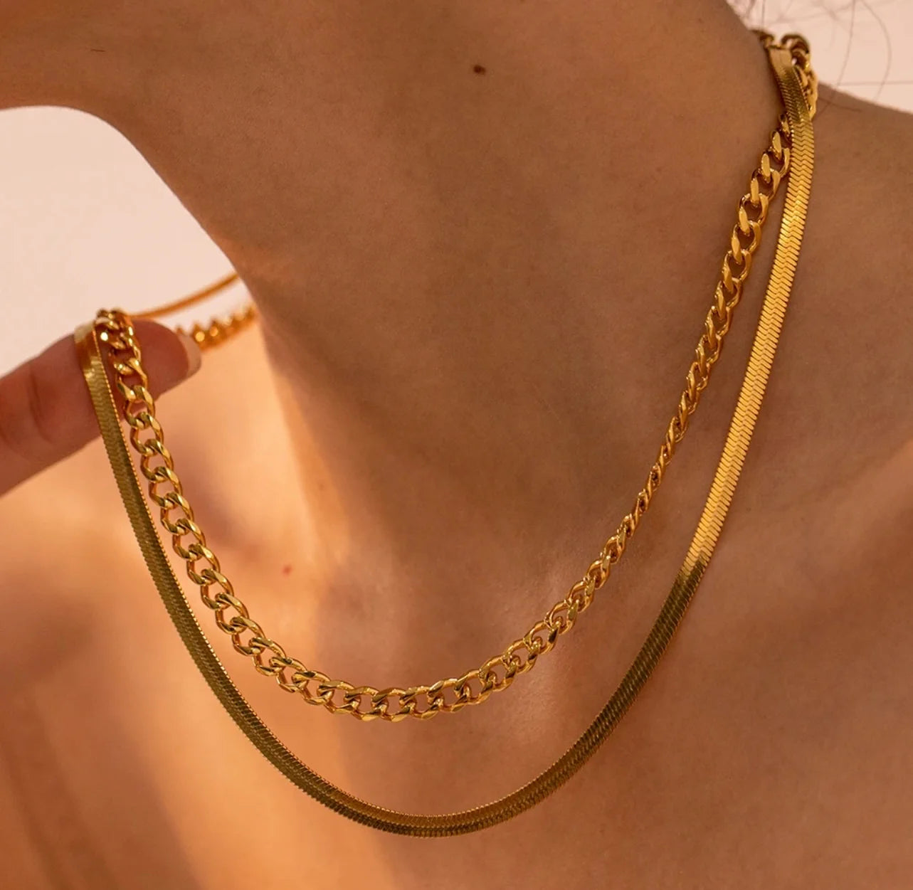 Chain and Herringbone Necklace