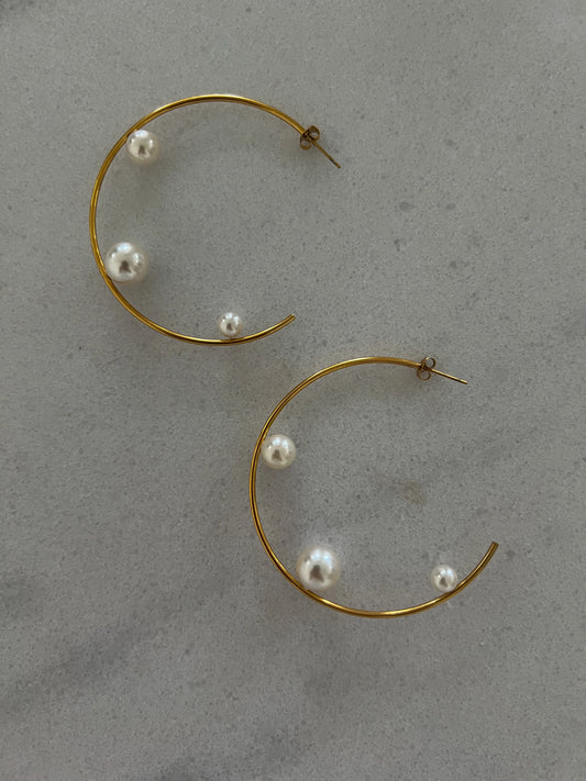 Large Pearl Hoops