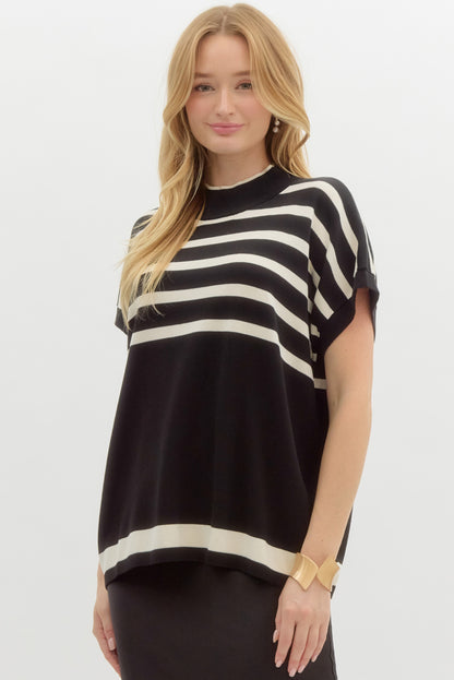 Black Stripe Sweater Top