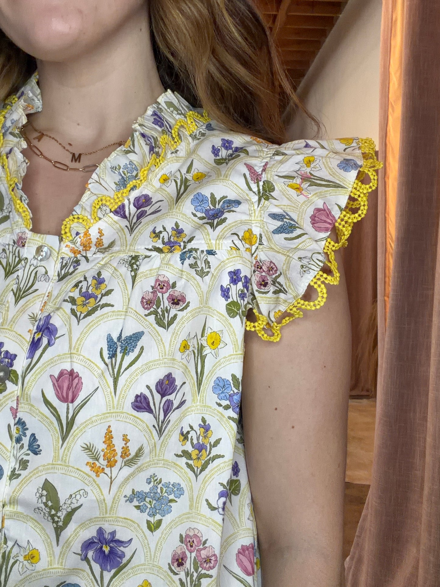 Scallop Trim Floral Top