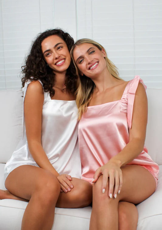 Pink Satin PJ Top