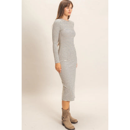 Cream Waffle Stripe Bodycon