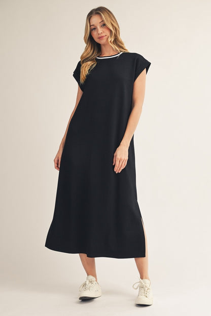 Black Slit Hem Midi