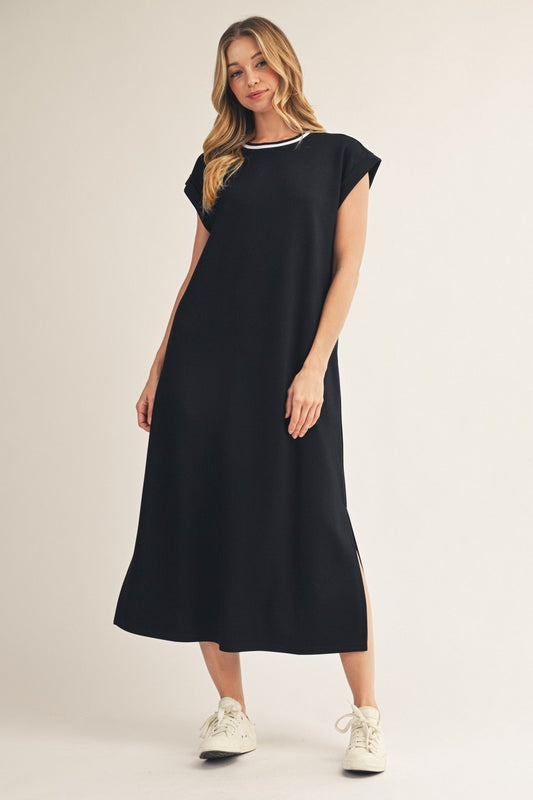 Black Slit Hem Midi