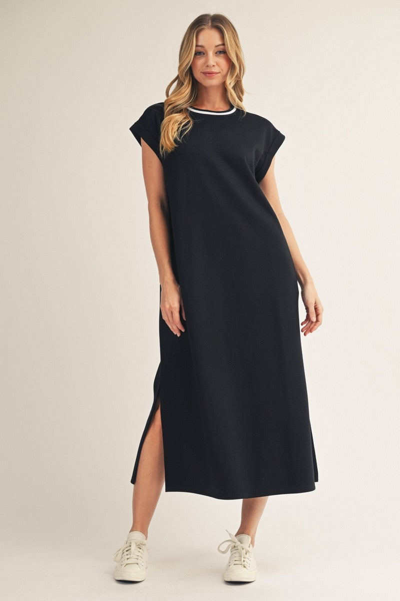 Black Slit Hem Midi