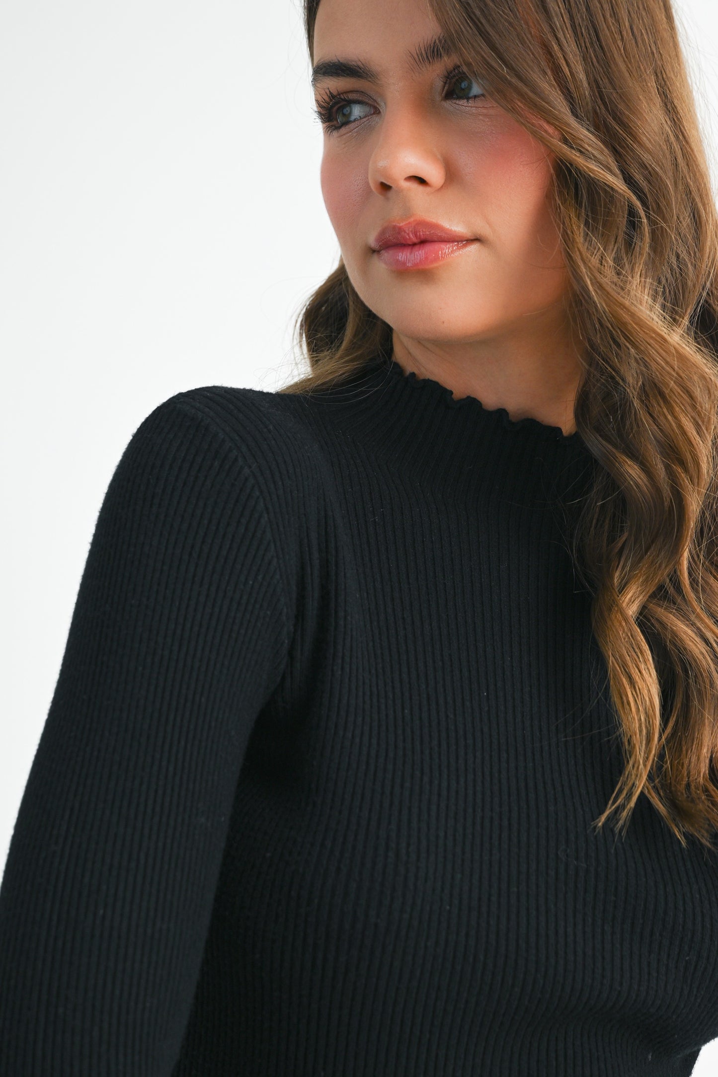 Mock Neck Ribbed Sweaters