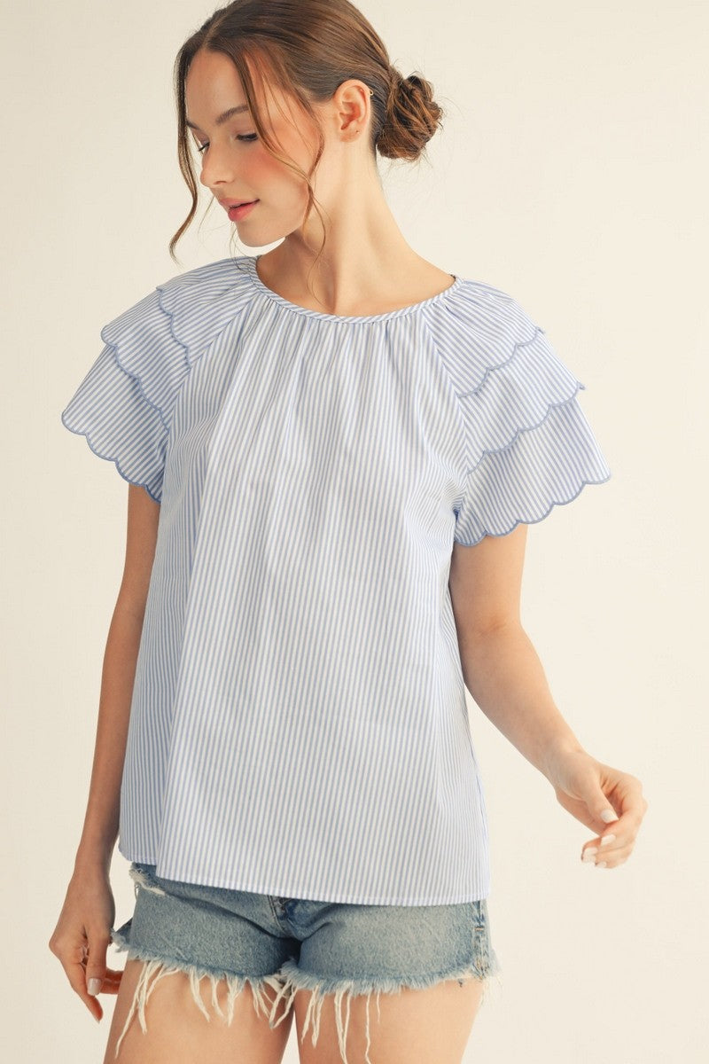 Tiered Sleeve Stripe Top