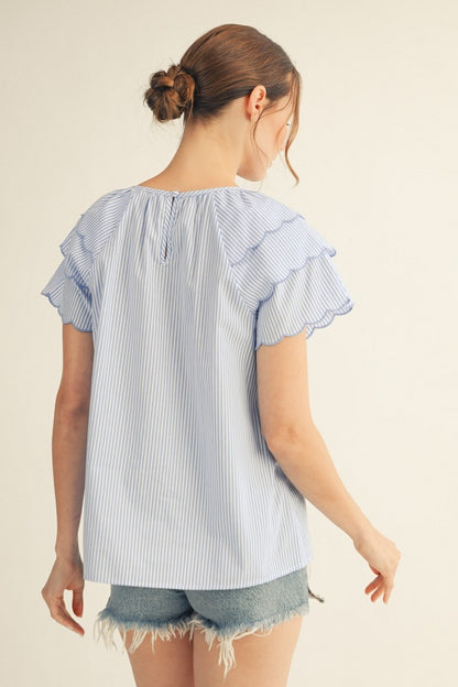 Tiered Sleeve Stripe Top