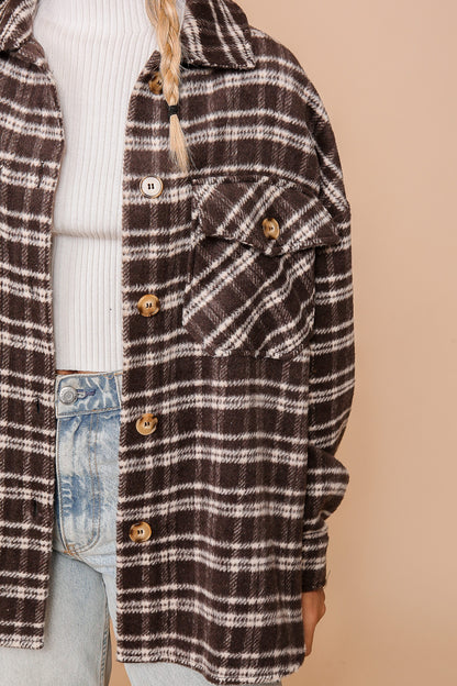 Brown Thin Plaid Shacket