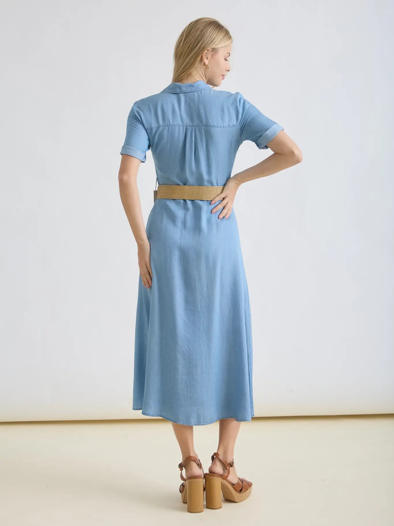 Button Down Belted Midi